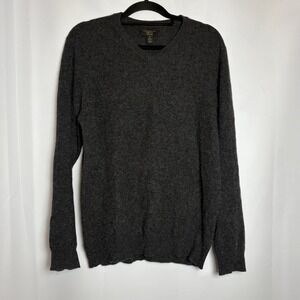 CASHMERE CLUB ROOM LUXURY Mens V-Neck Sweater Charcoal Gray Size M 100% Cashmere